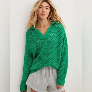 Aerie Green Knit Sweater